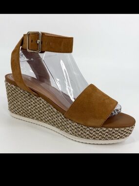 Geox D Lipari A Suede Espadrille Wedge Sandals, Tan Brown, US 9.5/EU 39.5, NWT